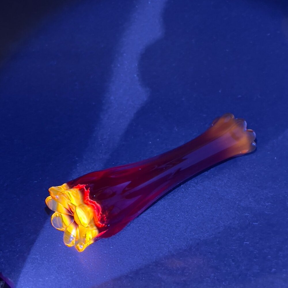 Vtg Fostoria 1229 Ruby Red Heirloom Art Clear Glass Bud 6" Vase 60s Glows - Picture 3 of 16